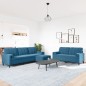 vidaXL 3-tlg. Sofagarnitur mit Kissen und Nackenrollen Blau Samt vidaXL 3-tlg. Sofagarnitur mit Kissen und Nackenrollen Blau Samt