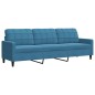 vidaXL 3-tlg. Sofagarnitur mit Kissen und Nackenrollen Blau Samt vidaXL 3-tlg. Sofagarnitur mit Kissen und Nackenrollen Blau Samt