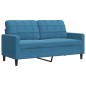 vidaXL 3-tlg. Sofagarnitur mit Kissen und Nackenrollen Blau Samt vidaXL 3-tlg. Sofagarnitur mit Kissen und Nackenrollen Blau Samt