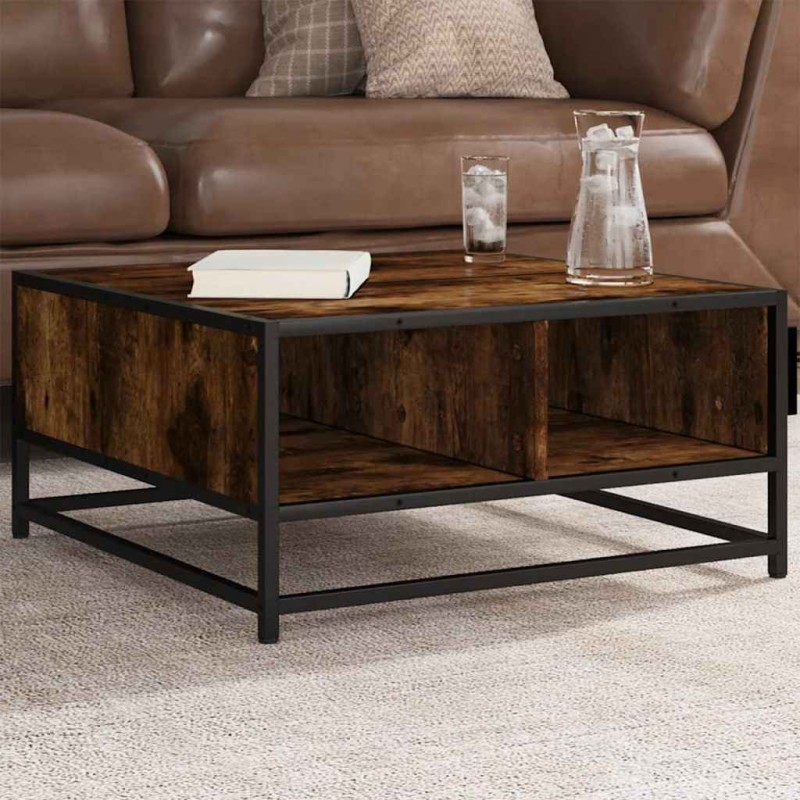 vidaXL Couchtisch Räuchereiche 60,5x60,5x30cm Holzwerkstoff und Metall vidaXL Couchtisch Räuchereiche 60,5x60,5x30cm Holzwerkstoff und Metall