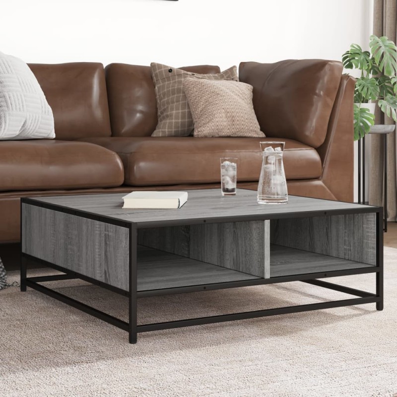 vidaXL Couchtisch Grau Sonoma 80x80x30 cm Holzwerkstoff und Metall vidaXL Couchtisch Grau Sonoma 80x80x30 cm Holzwerkstoff und Metall