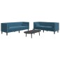 vidaXL 2-tlg. Chesterfield-Sofa-Set mit Nackenrollen Blau Samt vidaXL 2-tlg. Chesterfield-Sofa-Set mit Nackenrollen Blau Samt