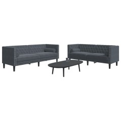 vidaXL 2-tlg. Chesterfield-Sofa-Set mit Nackenrollen Dunkelgrau Samt