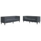 vidaXL 2-tlg. Chesterfield-Sofa-Set mit Nackenrollen Dunkelgrau Samt vidaXL 2-tlg. Chesterfield-Sofa-Set mit Nackenrollen Dunkelgrau Samt