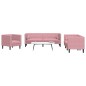 vidaXL 3-tlg. Chesterfield-Sofa-Set mit Nackenrollen Rosa Samt vidaXL 3-tlg. Chesterfield-Sofa-Set mit Nackenrollen Rosa Samt
