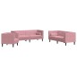 vidaXL 3-tlg. Chesterfield-Sofa-Set mit Nackenrollen Rosa Samt vidaXL 3-tlg. Chesterfield-Sofa-Set mit Nackenrollen Rosa Samt