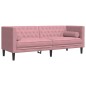 vidaXL 3-tlg. Chesterfield-Sofa-Set mit Nackenrollen Rosa Samt vidaXL 3-tlg. Chesterfield-Sofa-Set mit Nackenrollen Rosa Samt