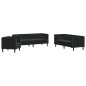 vidaXL 3-tlg. Chesterfield-Sofa-Set mit Nackenrollen Schwarz Samt vidaXL 3-tlg. Chesterfield-Sofa-Set mit Nackenrollen Schwarz Samt