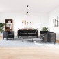 vidaXL 3-tlg. Chesterfield-Sofa-Set mit Nackenrollen Schwarz Samt vidaXL 3-tlg. Chesterfield-Sofa-Set mit Nackenrollen Schwarz Samt