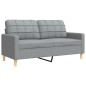 vidaXL 4-tlg. Sofagarnitur mit Fußhocker & Dekokissen Hellgrau Stoff vidaXL 4-tlg. Sofagarnitur mit Fußhocker & Dekokissen Hellgrau Stoff