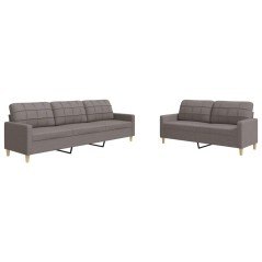 vidaXL 2-tlg. Sofagarnitur Taupe Stoff