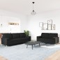 vidaXL 2-tlg. Sofagarnitur mit Dekokissen Schwarz Stoff vidaXL 2-tlg. Sofagarnitur mit Dekokissen Schwarz Stoff