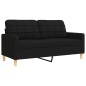 vidaXL 2-tlg. Sofagarnitur mit Dekokissen Schwarz Stoff vidaXL 2-tlg. Sofagarnitur mit Dekokissen Schwarz Stoff