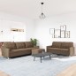 vidaXL 3-tlg. Sofagarnitur mit Fußhocker Braun Stoff vidaXL 3-tlg. Sofagarnitur mit Fußhocker Braun Stoff