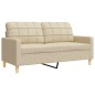 vidaXL 3-tlg. Sofagarnitur mit Fußhocker & Dekokissen Creme Stoff vidaXL 3-tlg. Sofagarnitur mit Fußhocker & Dekokissen Creme Stoff