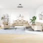 vidaXL 4-tlg. Sofagarnitur mit Fußhocker & Dekokissen Creme Stoff vidaXL 4-tlg. Sofagarnitur mit Fußhocker & Dekokissen Creme Stoff