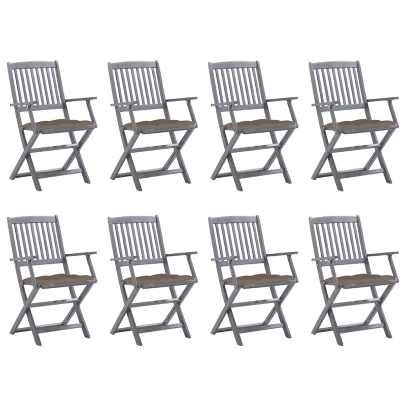 Klappbare Gartenstühle 8 Stk. mit Kissen Massivholz Akazie Klappbare Gartenstühle 8 Stk. mit Kissen Massivholz Akazie