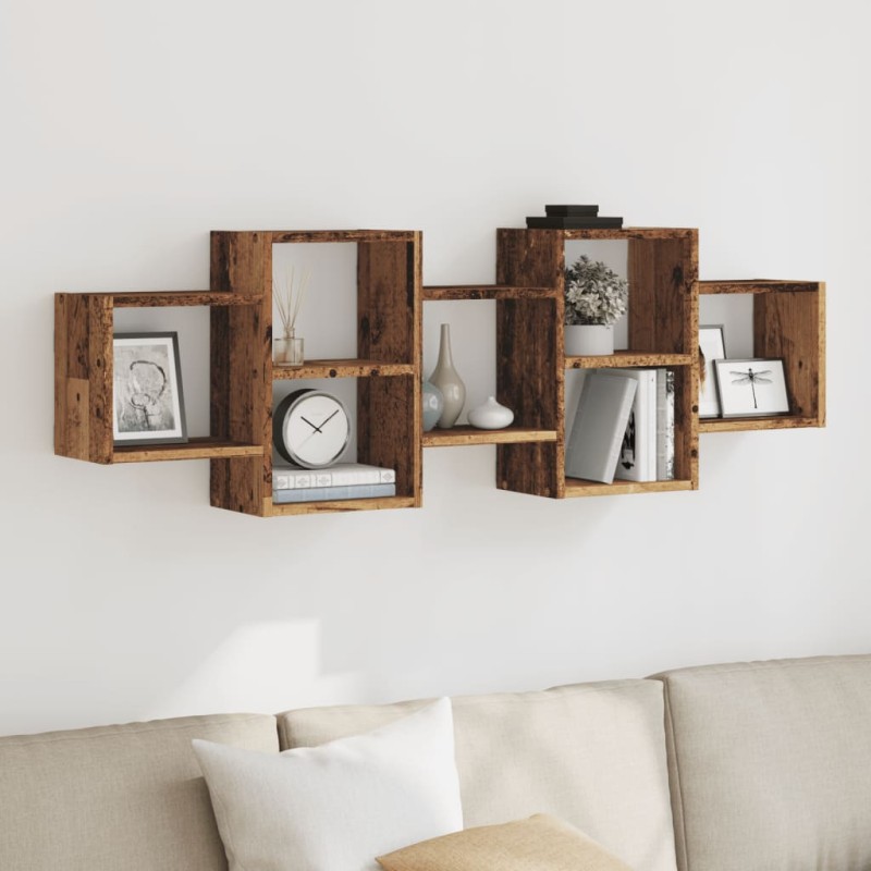 vidaXL Wandregal Altholz-Optik 129x18x42 cm Holzwerkstoff vidaXL Wandregal Altholz-Optik 129x18x42 cm Holzwerkstoff