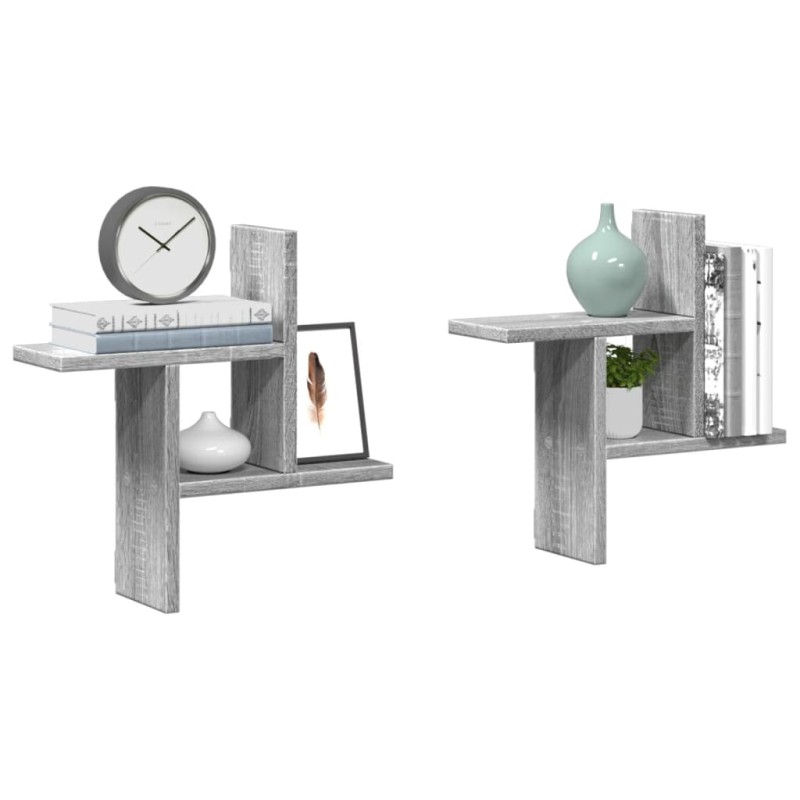 vidaXL Wandregale 2 Stk. Grau Sonoma 38x12x38 cm Holzwerkstoff vidaXL Wandregale 2 Stk. Grau Sonoma 38x12x38 cm Holzwerkstoff