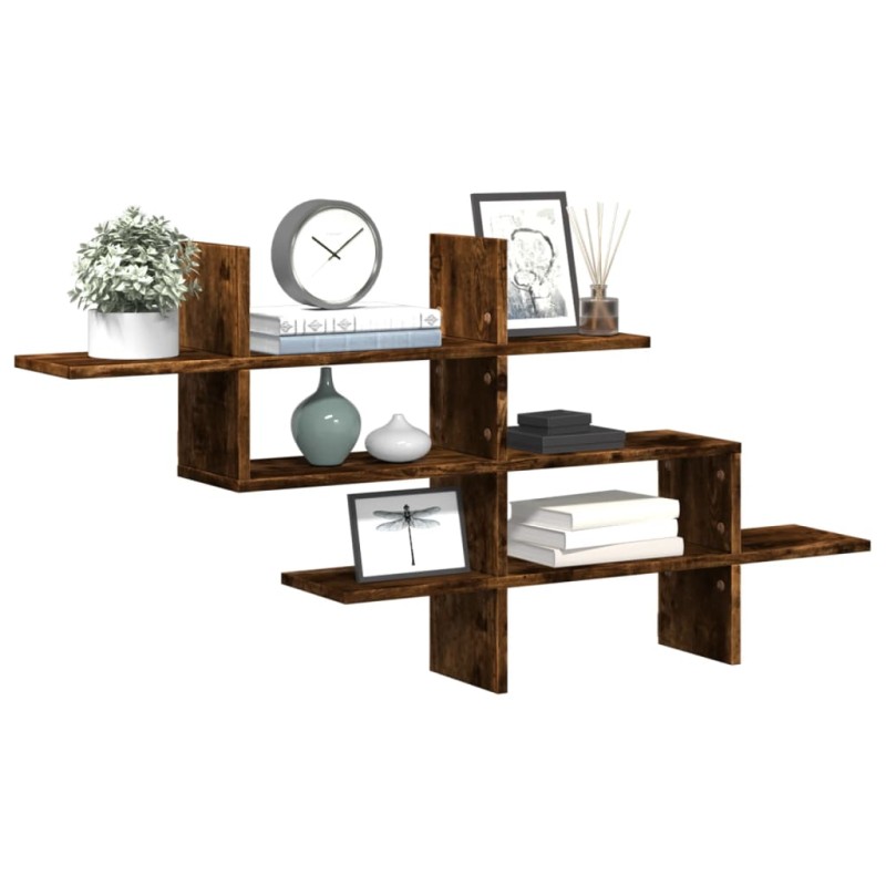 vidaXL Wandregal Räuchereiche 124,5x18x60,5 cm Holzwerkstoff vidaXL Wandregal Räuchereiche 124,5x18x60,5 cm Holzwerkstoff