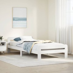 vidaXL Massivholzbett ohne Matratze Weiß 100x200 cm Kiefernholz