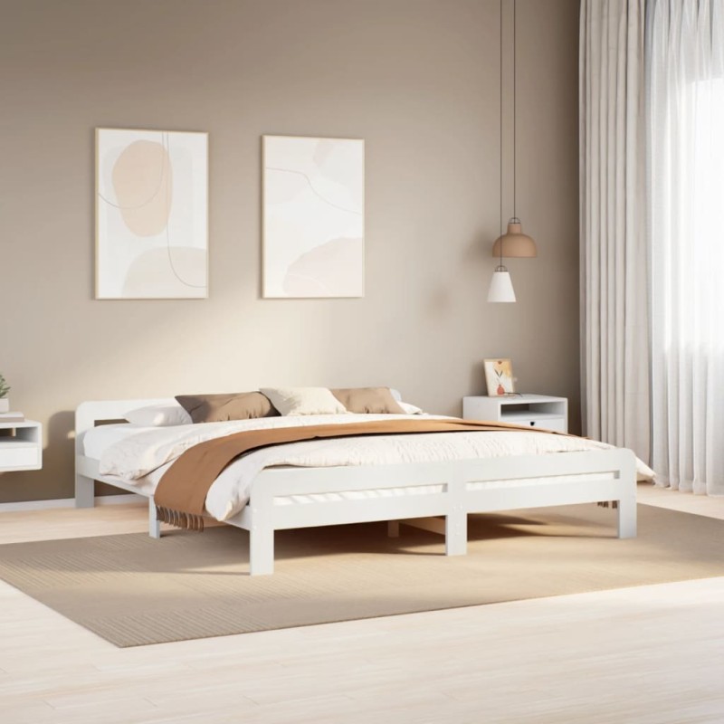 vidaXL Massivholzbett ohne Matratze Weiß 180x200 cm Kiefernholz vidaXL Massivholzbett ohne Matratze Weiß 180x200 cm Kiefernholz