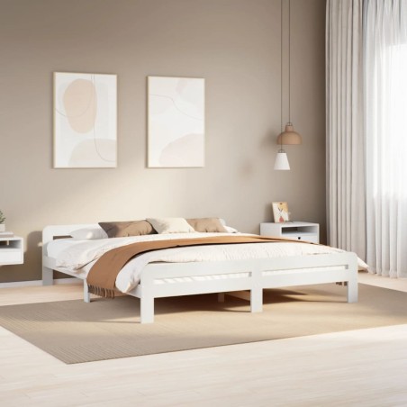 vidaXL Massivholzbett ohne Matratze Weiß 180x200 cm Kiefernholz