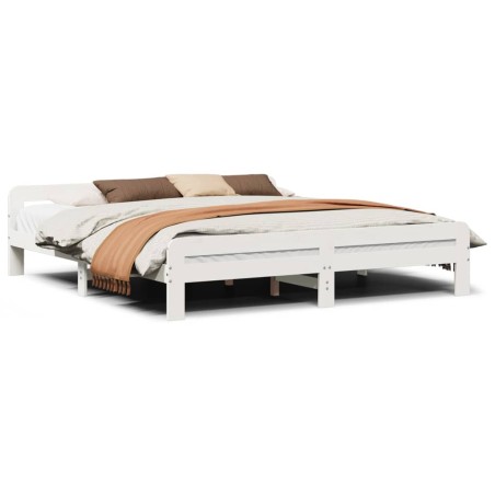 vidaXL Massivholzbett ohne Matratze Weiß 180x200 cm Kiefernholz