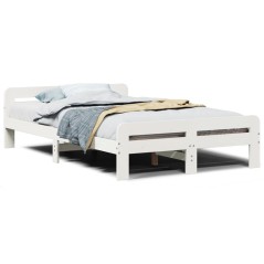 vidaXL Massivholzbett ohne Matratze Weiß 120x190 cm Kiefernholz