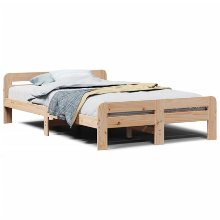 vidaXL Massivholzbett ohne Matratze 135x190 cm Kiefernholz