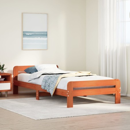 vidaXL Massivholzbett ohne Matratze Wachsbraun 75x190 cm Kiefernholz