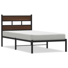 vidaXL Bettgestell ohne Matratze mit Kopfteil Braun Eiche 75x190 cm