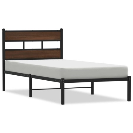 vidaXL Bettgestell ohne Matratze mit Kopfteil Braun Eiche 75x190 cm