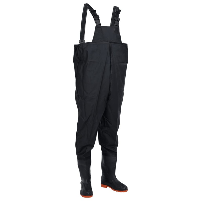 vidaXL Wathose mit Stiefeln Schwarz Größe 44 vidaXL Wathose mit Stiefeln Schwarz Größe 44