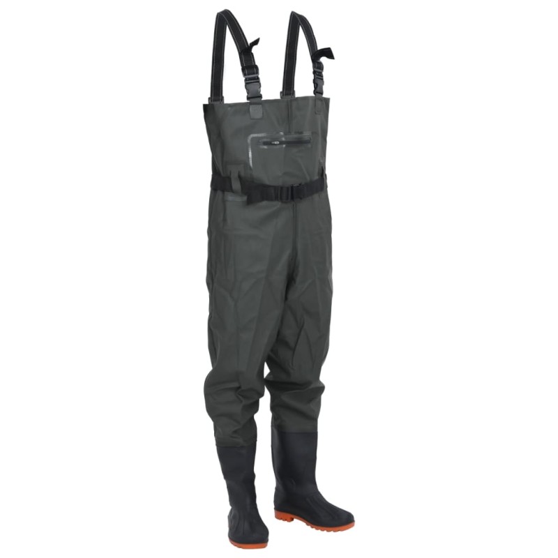 vidaXL Wathose mit Stiefeln und Gürtel Dunkelgrün Größe 39 vidaXL Wathose mit Stiefeln und Gürtel Dunkelgrün Größe 39