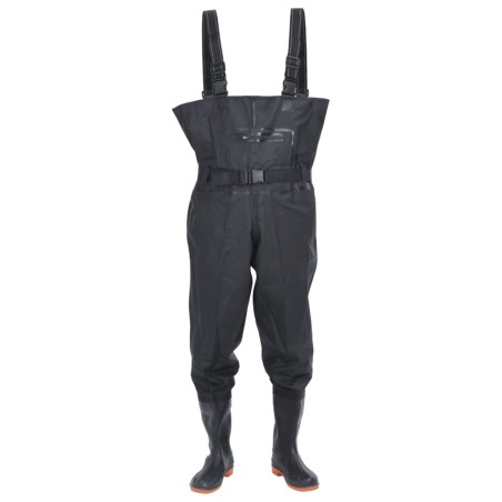 vidaXL Wathose mit Stiefeln und Gürtel Schwarz Größe 45