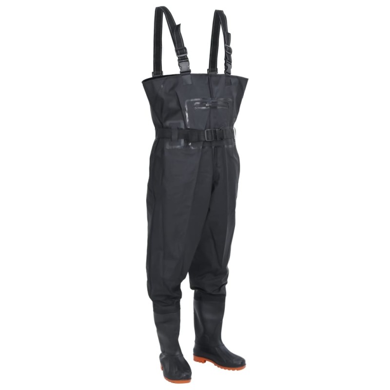 vidaXL Wathose mit Stiefeln und Gürtel Schwarz Größe 43 vidaXL Wathose mit Stiefeln und Gürtel Schwarz Größe 43