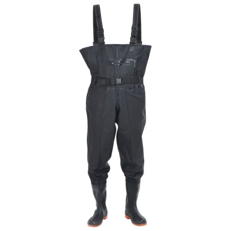vidaXL Wathose mit Stiefeln und Gürtel Schwarz Größe 43