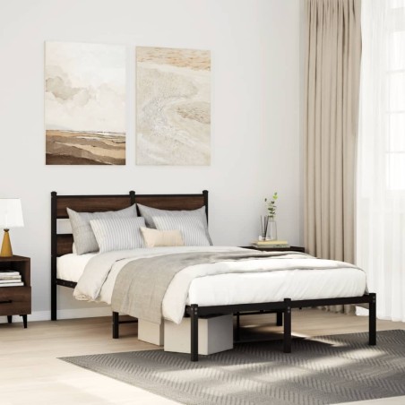 vidaXL Bettgestell ohne Matratze mit Kopfteil Braun Eiche 120x190 cm