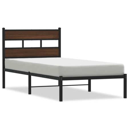 vidaXL Bettgestell ohne Matratze mit Kopfteil Braun Eiche 90x190 cm