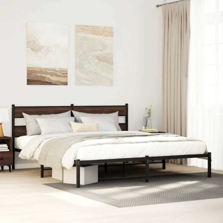 vidaXL Bettgestell ohne Matratze mit Kopfteil Braun Eiche 180x200 cm