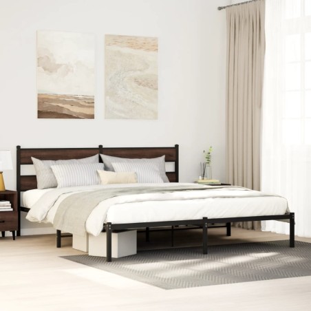 vidaXL Bettgestell ohne Matratze mit Kopfteil Braun Eiche 190x200 cm