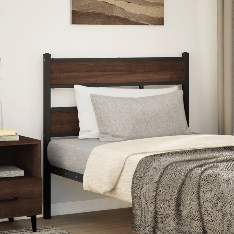 vidaXL Kopfteil Braun Eichen-Optik 107 cm Stahl und Holzwerkstoff