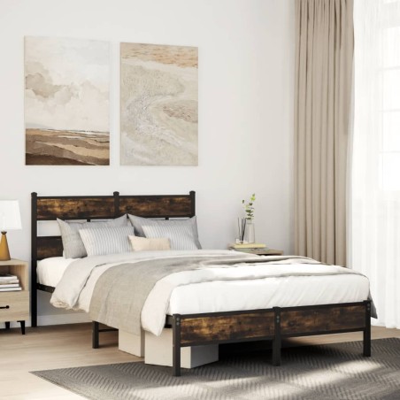 vidaXL Bettgestell ohne Matratze mit Kopfteil Sonoma-Eiche 120x190 cm