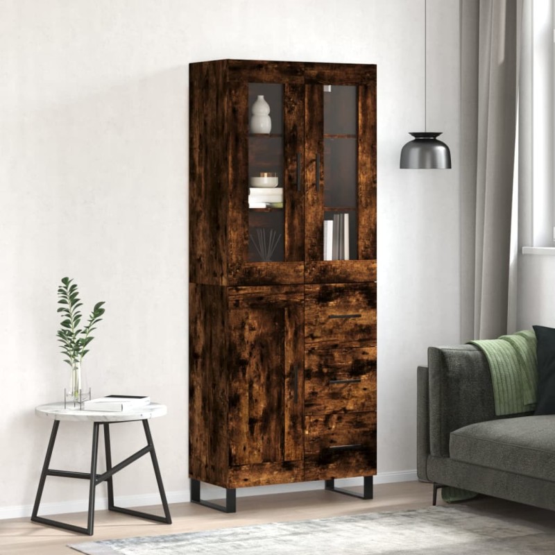 Highboard Räuchereiche 69,5x34x180 cm Holzwerkstoff Highboard Räuchereiche 69,5x34x180 cm Holzwerkstoff