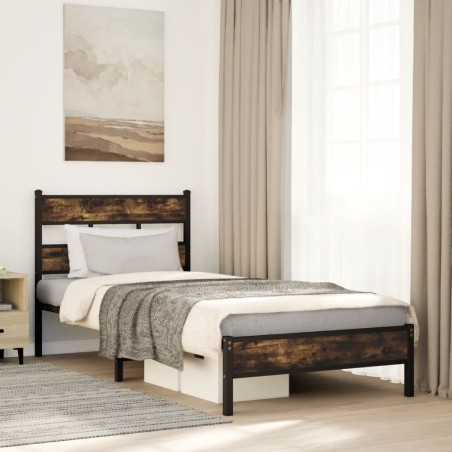 vidaXL Bettgestell ohne Matratze mit Kopfteil Sonoma-Eiche 100x200 cm
