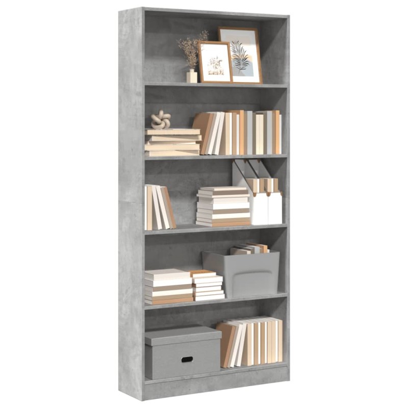 vidaXL Bücherregal Betongrau 80x24x176 cm Holzwerkstoff vidaXL Bücherregal Betongrau 80x24x176 cm Holzwerkstoff