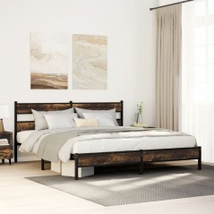 vidaXL Metallbett ohne Matratze Räuchereiche 200x200 cm