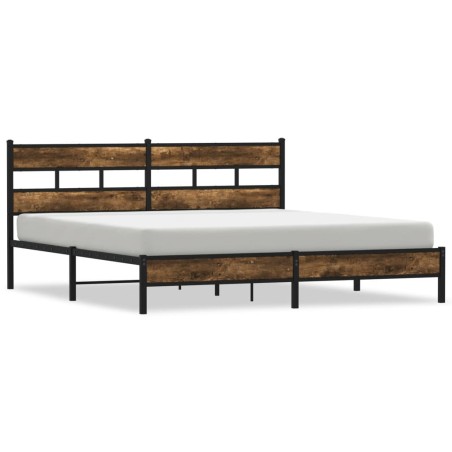 vidaXL Metallbett ohne Matratze Räuchereiche 200x200 cm