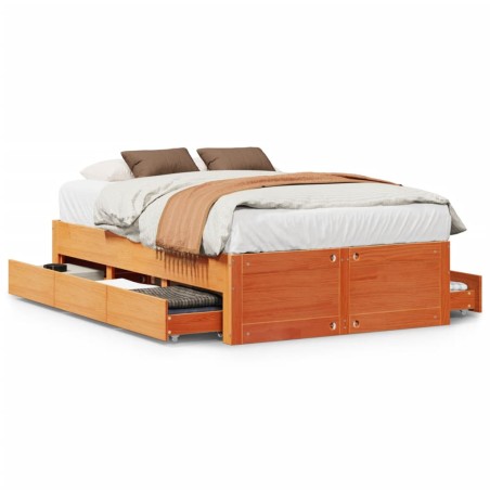 vidaXL Massivholzbett ohne Matratze mit Schubladen Braun 120x190 cm